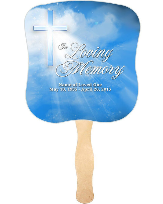 Heaven Memorial Fan With Wooden Handle (Pack Of 10) - Celebrate Prints