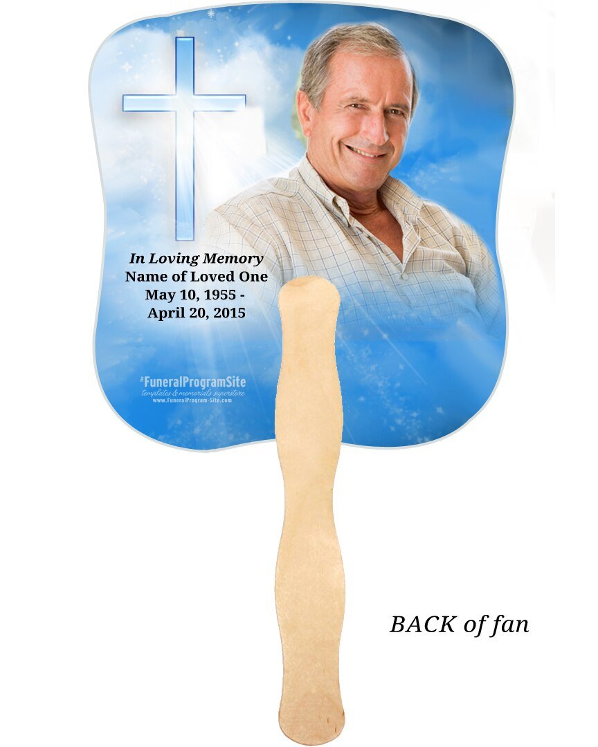 Heaven Memorial Fan With Wooden Handle (Pack Of 10) - Celebrate Prints