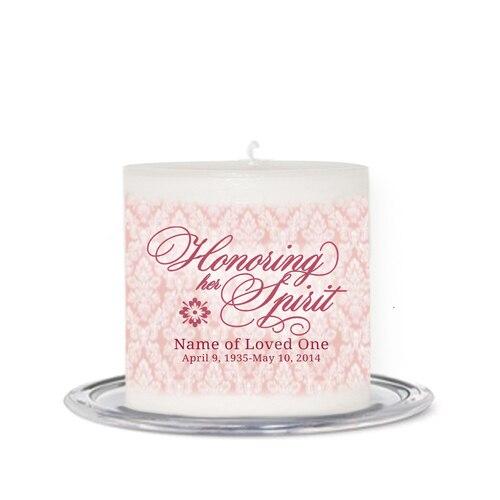 Honor Her Spirit Personalized Small Wax Memorial Candle - Celebrate Prints