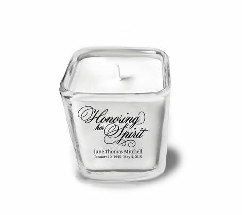 Honoring Her Spirit Glass Cube Memorial Candle - Celebrate Prints