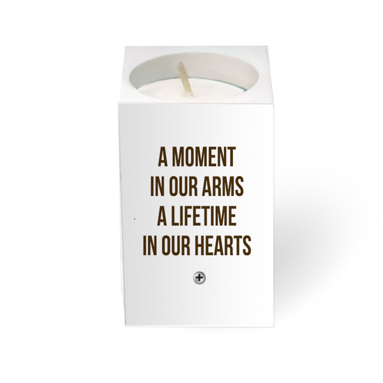 Personalized Mini Memorial Tea Light Candle Holder - Faux Wood back view