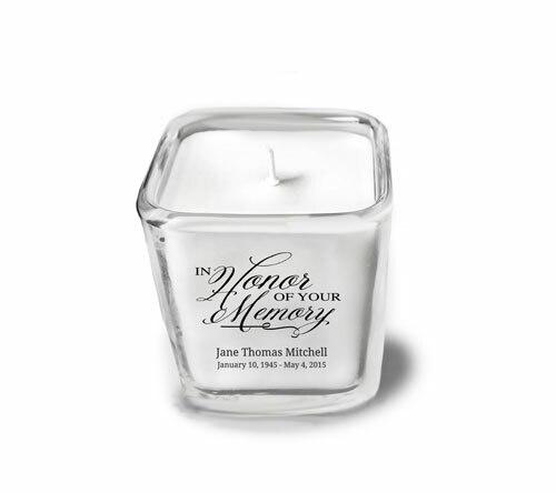 In Honor Of Your Memory Glass Cube Memorial Candle - Celebrate Prints
