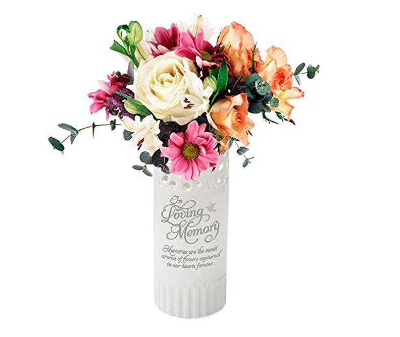 In Loving Memory White Ceramic Flower Memorial Vase