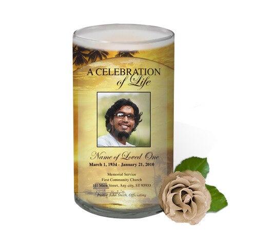 Island Personalized Glass Memorial Candle - Celebrate Prints