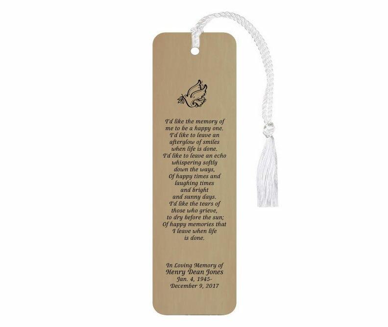 Leatherette Memorial Poem Bookmark Afterglow - Celebrate Prints
