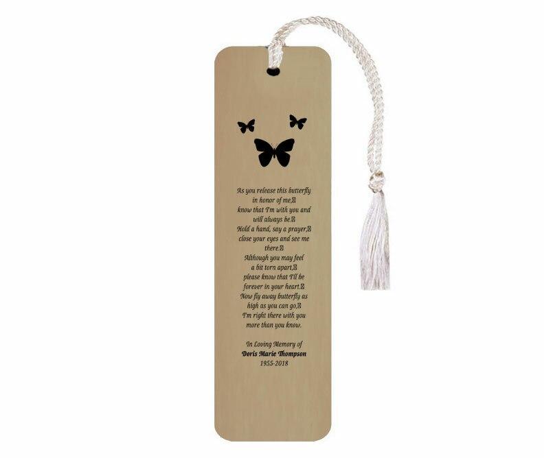 Leatherette Memorial Poem Bookmark Butterfly Release - Celebrate Prints