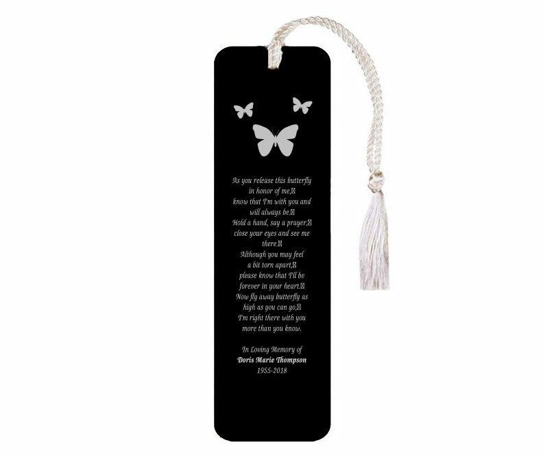 Leatherette Memorial Poem Bookmark Butterfly Release - Celebrate Prints