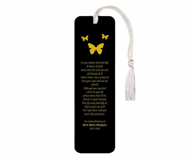 Leatherette Memorial Poem Bookmark Butterfly Release - Celebrate Prints