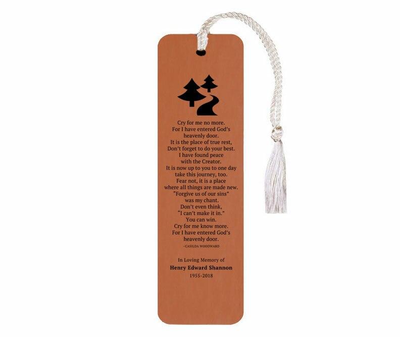 Leatherette Memorial Poem Bookmark Cry For Me No More - Celebrate Prints