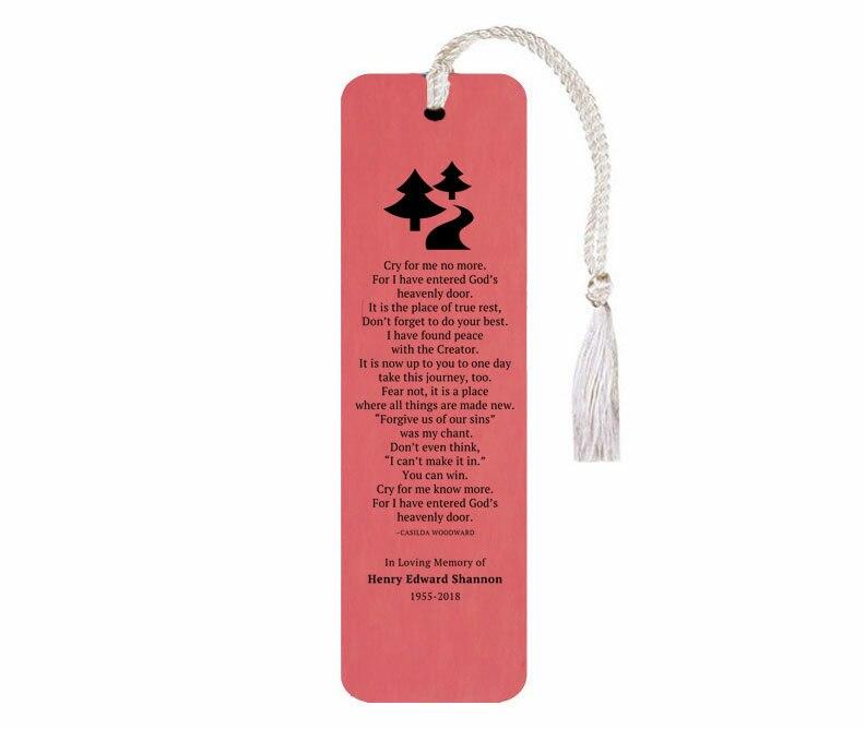 Leatherette Memorial Poem Bookmark Cry For Me No More - Celebrate Prints