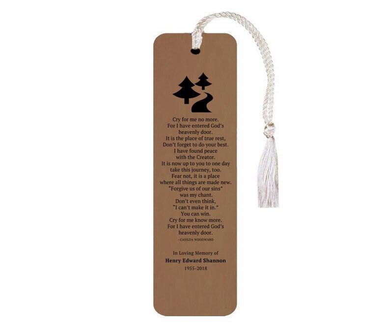 Leatherette Memorial Poem Bookmark Cry For Me No More - Celebrate Prints