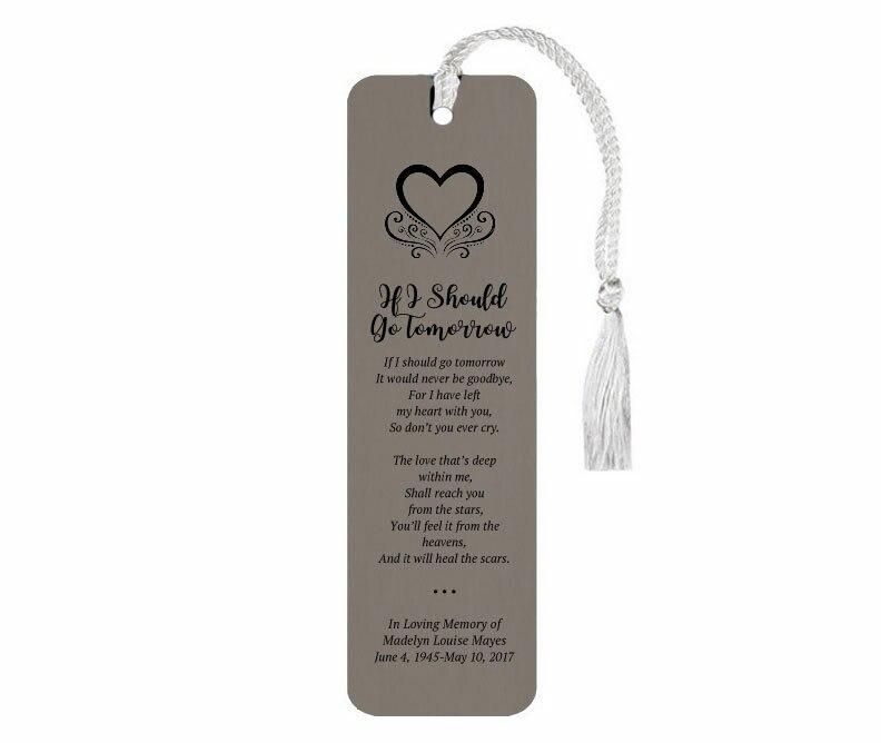 Leatherette Memorial Poem Bookmark If I Should Go Tomorrow - Celebrate Prints