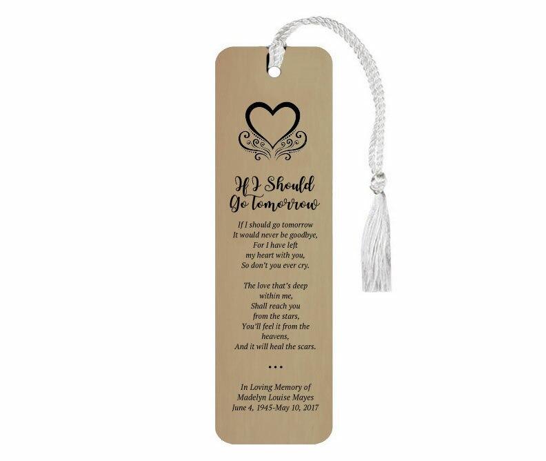 Leatherette Memorial Poem Bookmark If I Should Go Tomorrow - Celebrate Prints