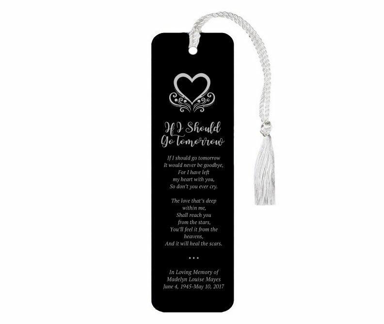 Leatherette Memorial Poem Bookmark If I Should Go Tomorrow - Celebrate Prints