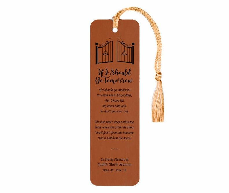 Leatherette Memorial Poem Bookmark If I Should Go Tomorrow - Celebrate Prints