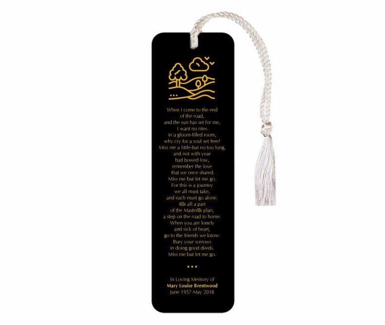 Leatherette Memorial Poem Bookmark Miss Me But Let Me Go - Celebrate Prints
