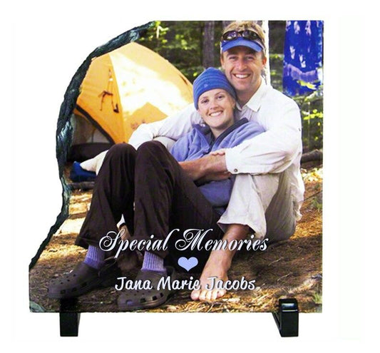 Left Contour Memorial Slate Stone Plaque with Stand - Celebrate Prints