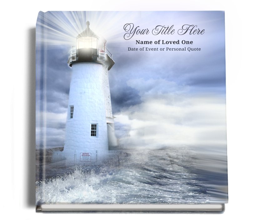 Lighthouse Perfect Bind Memorial Funeral Guest Book - Celebrate Prints