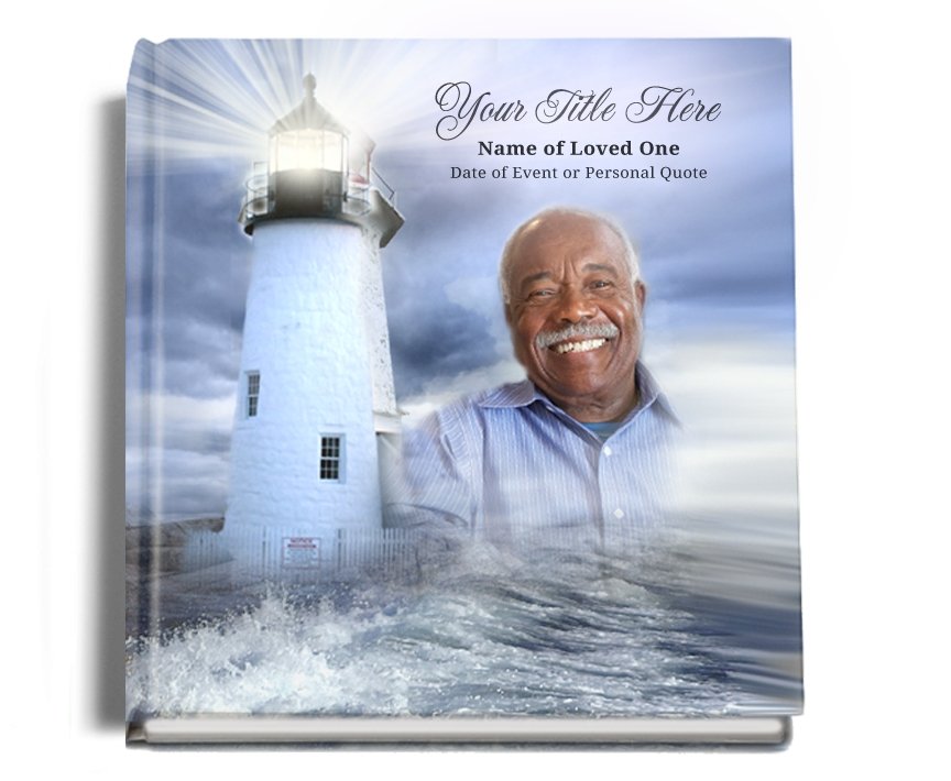 Lighthouse Perfect Bind Memorial Funeral Guest Book - Celebrate Prints