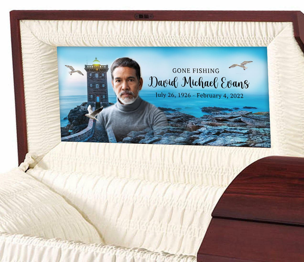Lighthouse View Casket Head Panel Insert - Celebrate Prints