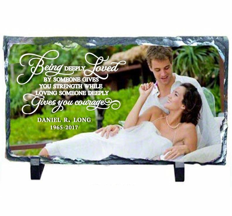 Long Rectangle Memorial Slate Stone Plaque with Stand - Celebrate Prints