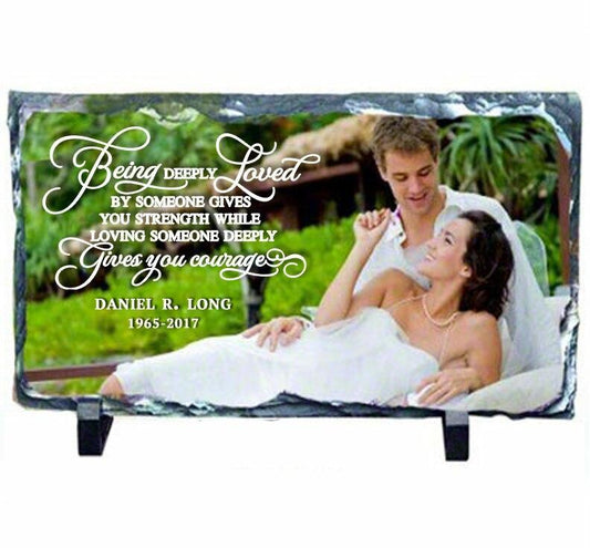 Long Rectangle Memorial Slate Stone Plaque with Stand - Celebrate Prints