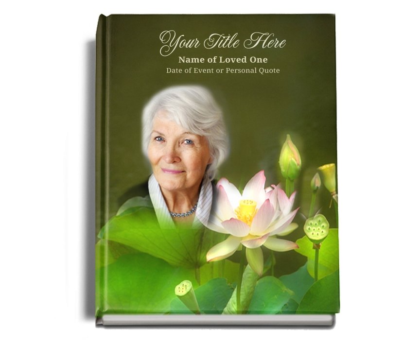 Lotus Perfect Bind Funeral Guest Book 8x10 - Celebrate Prints