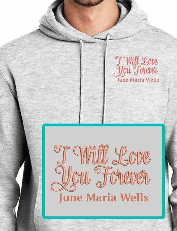 Love Forever Embroidery Fleece Hooded Memorial Sweatshirt (Ladies-Men) - Celebrate Prints