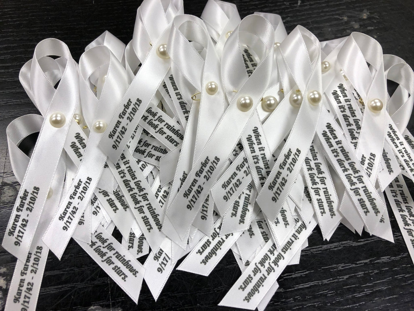 Lung Cancer Ribbon Personalized (Pearl White) - Pack of 10 - Celebrate Prints