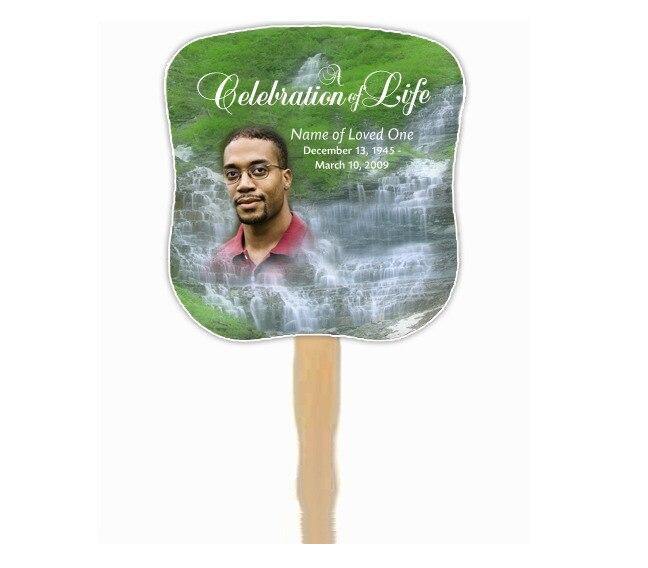 Majestic Memorial Fan With Wooden Handle (Pack Of 10) - Celebrate Prints