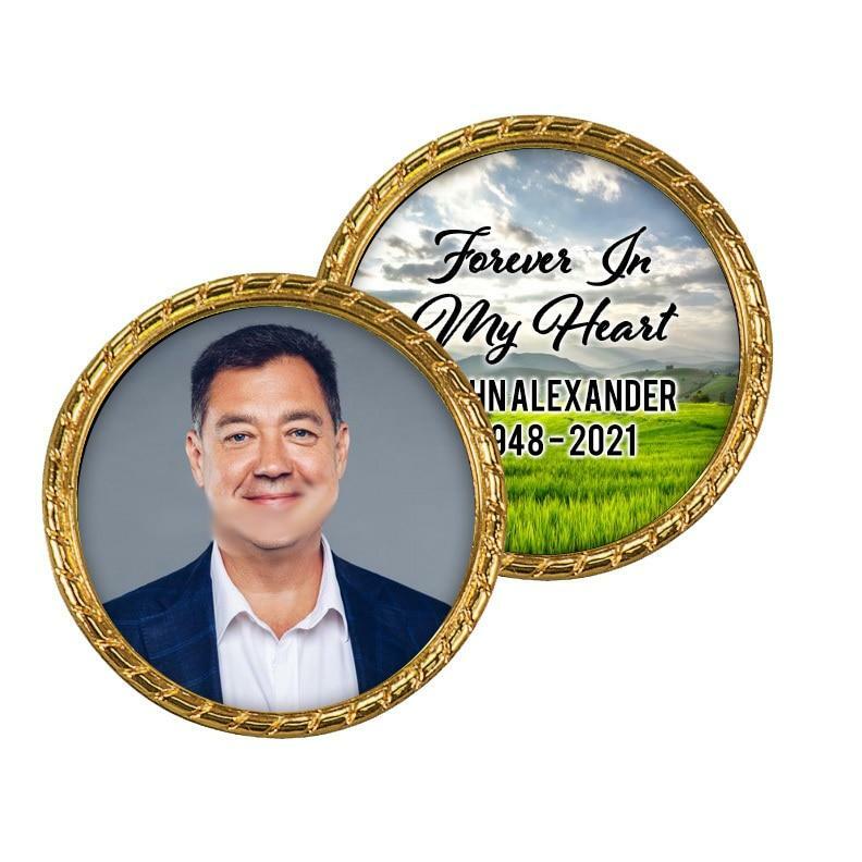 Memorial Coin With Metal Rope Trim Outdoors Design - Celebrate Prints
