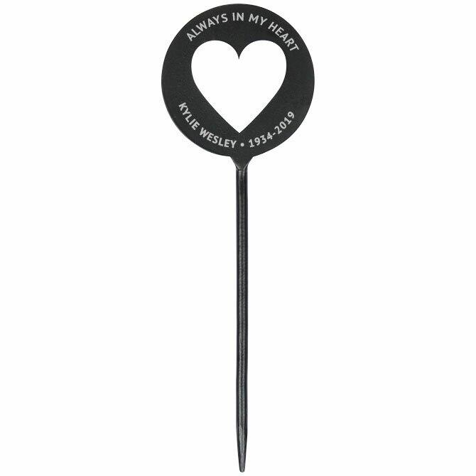 Memorial Garden Plant Stake Personalized Silhouette Open Heart - Celebrate Prints