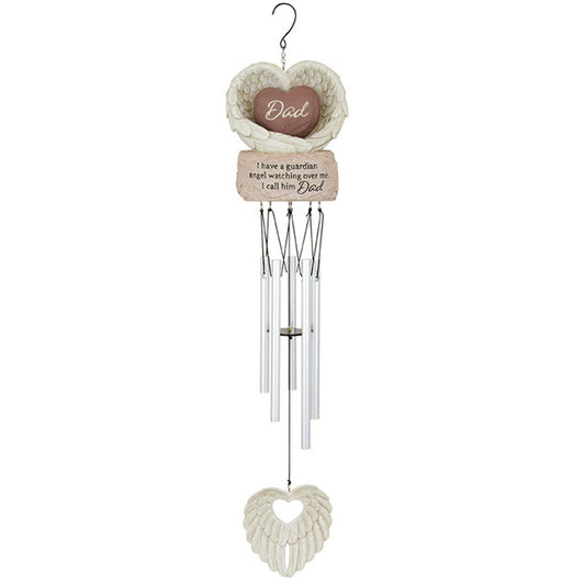Memorial Wind Chime Dad Heart Guardian Angel - Celebrate Prints