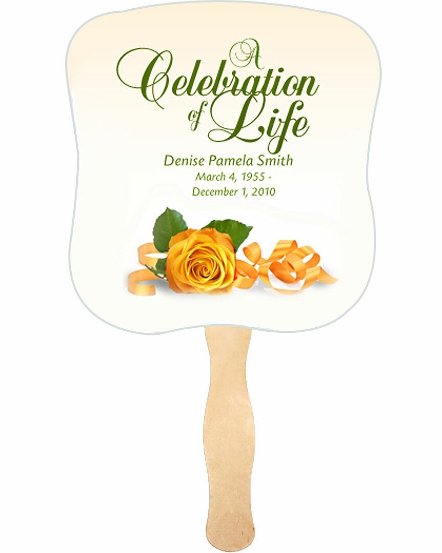 Memory Memorial Fan With Wooden Handle (Pack Of 10) - Celebrate Prints