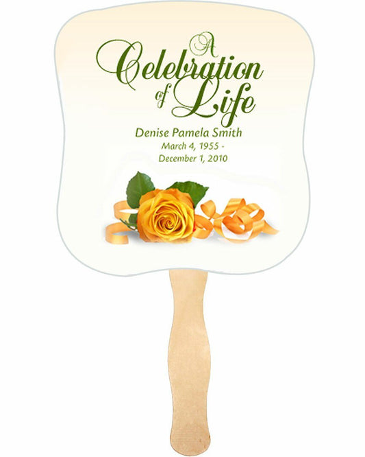 Memory Memorial Fan With Wooden Handle (Pack Of 10) - Celebrate Prints