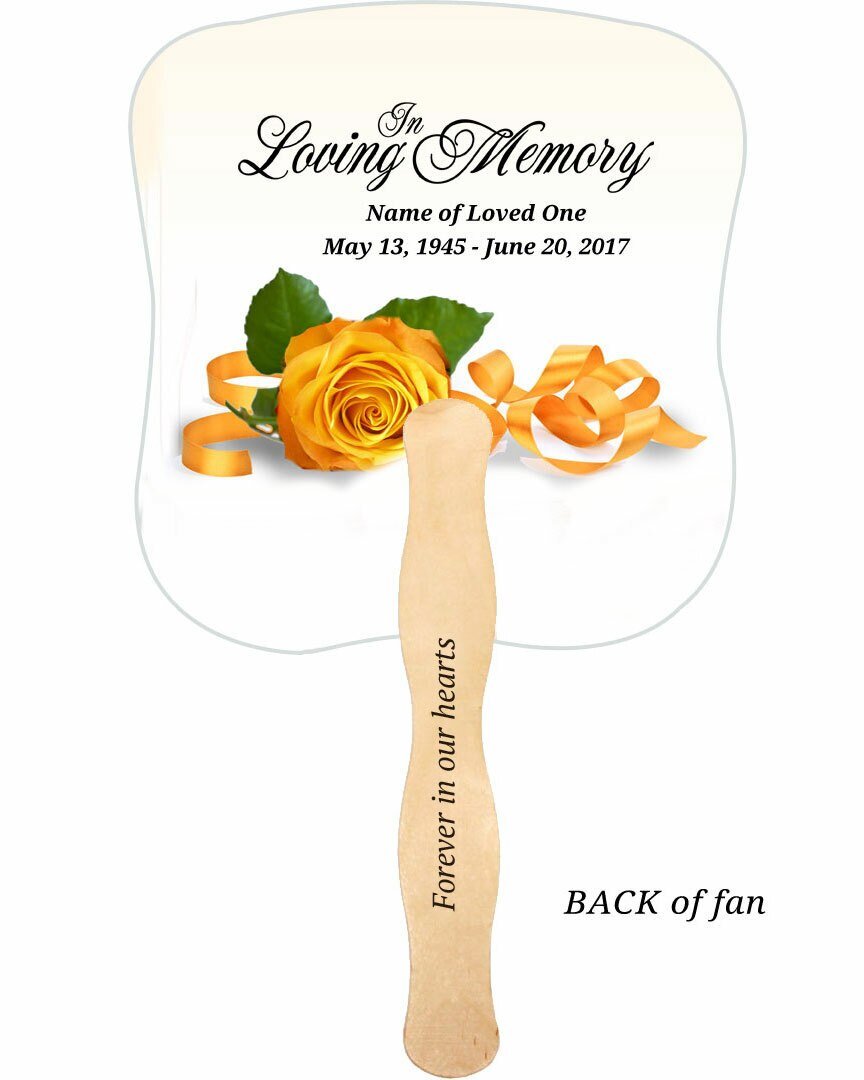 Memory Memorial Fan With Wooden Handle (Pack Of 10) - Celebrate Prints