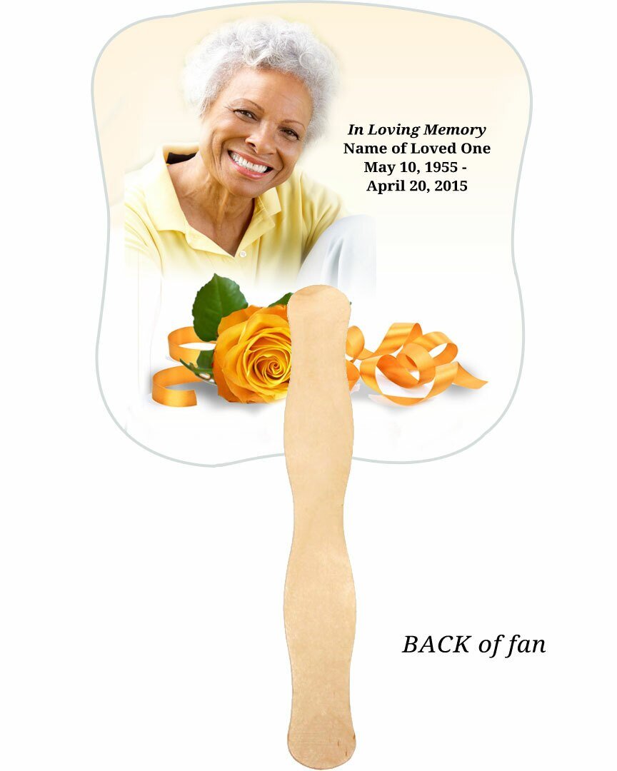 Memory Memorial Fan With Wooden Handle (Pack Of 10) - Celebrate Prints