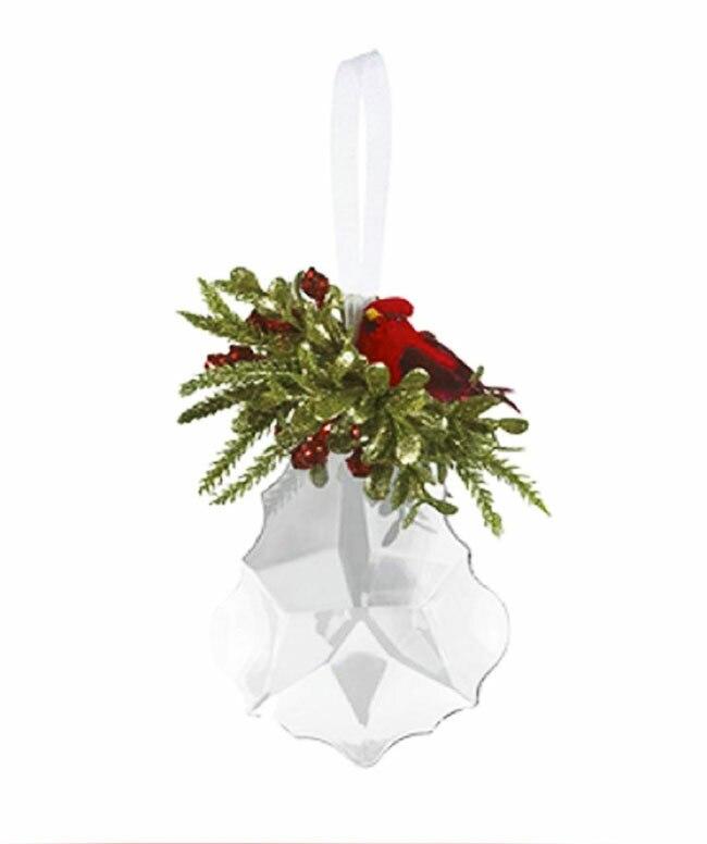 Mistletoe Cardinal Acrylic Sparkling Ornament - Celebrate Prints