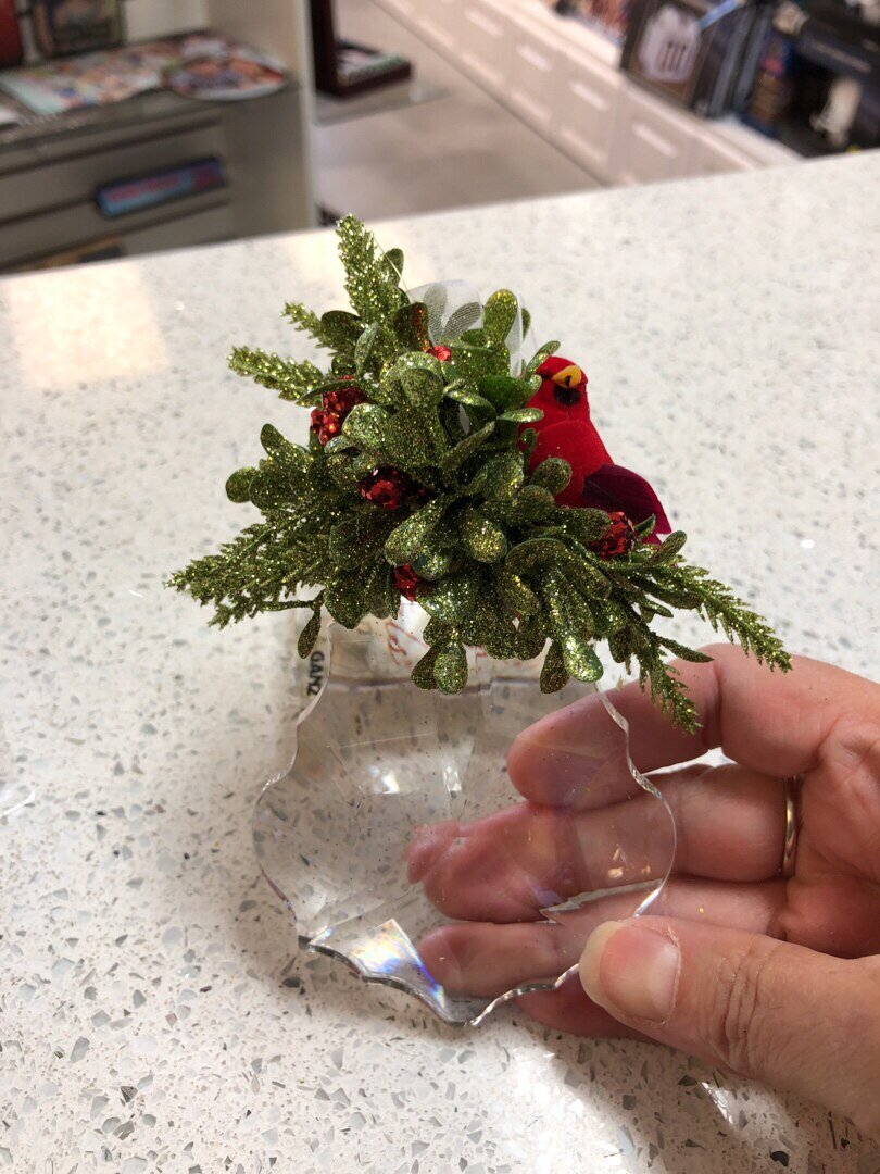 Mistletoe Cardinal Acrylic Sparkling Ornament - Celebrate Prints