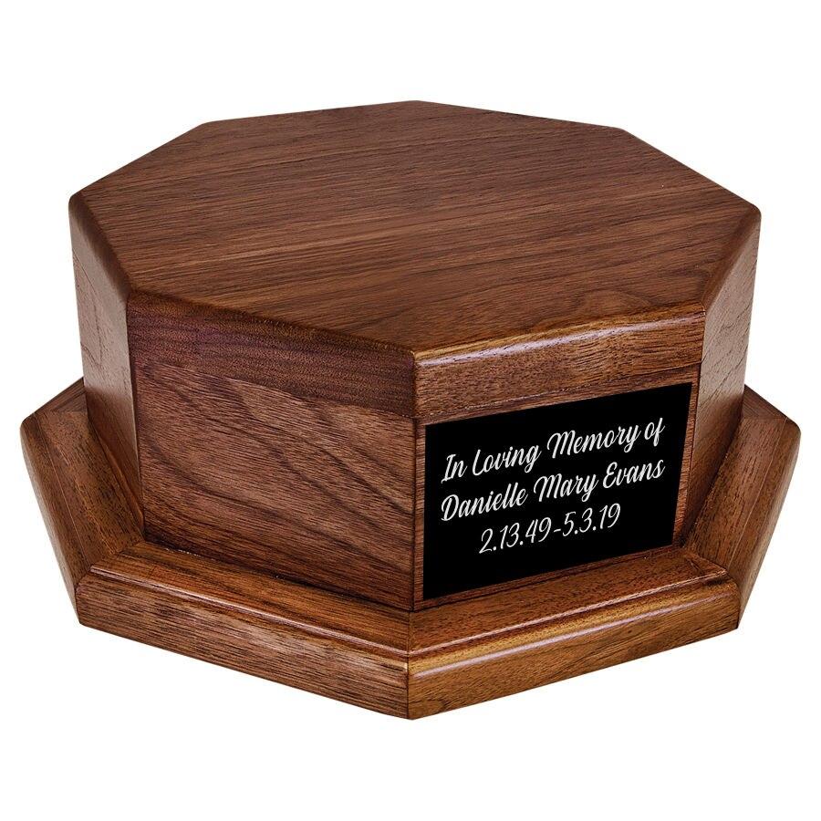 Octagon Wood Cremation Urn Stand Base - Celebrate Prints