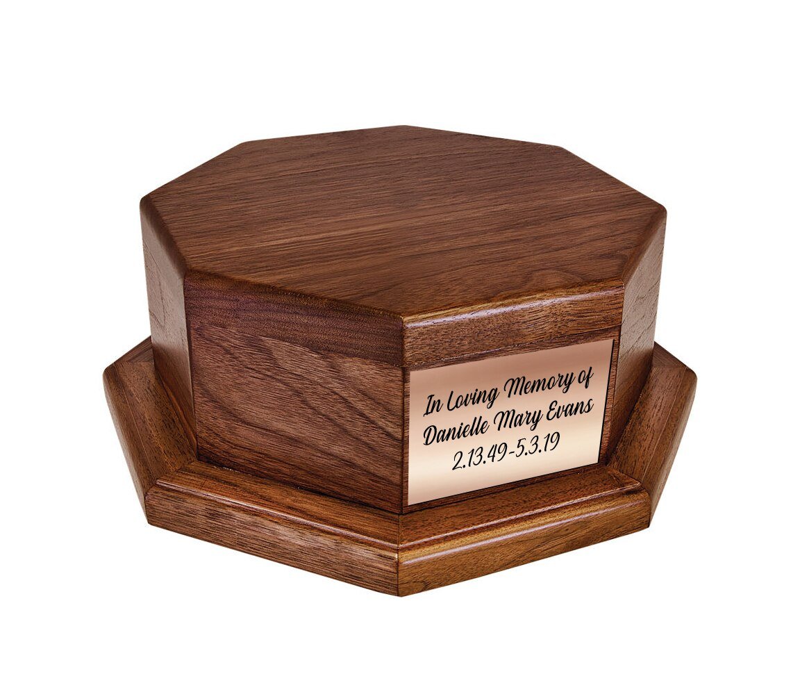 Octagon Wood Cremation Urn Stand Base - Celebrate Prints