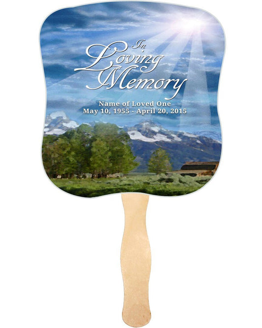 Outdoor Memorial Fan With Wooden Handle (Pack Of 10) - Celebrate Prints