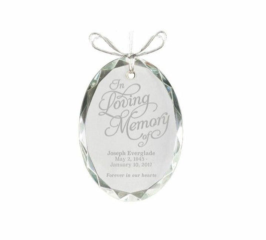 Oval Bevel Edge Crystal Christmas Ornament - Celebrate Prints