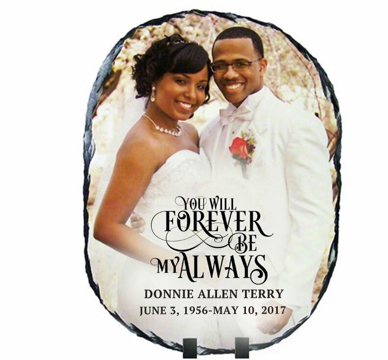 Oval Memorial Slate Stone Plaque with Stand - Celebrate Prints