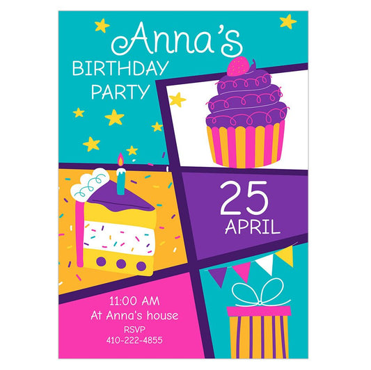 Party Central Kids Birthday Invitation Template - Celebrate Prints