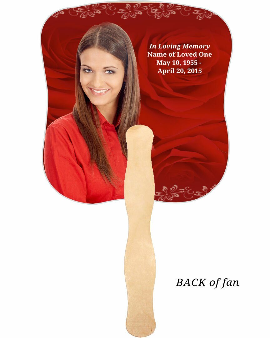 Passion Memorial Fan With Wooden Handle (Pack Of 10) - Celebrate Prints
