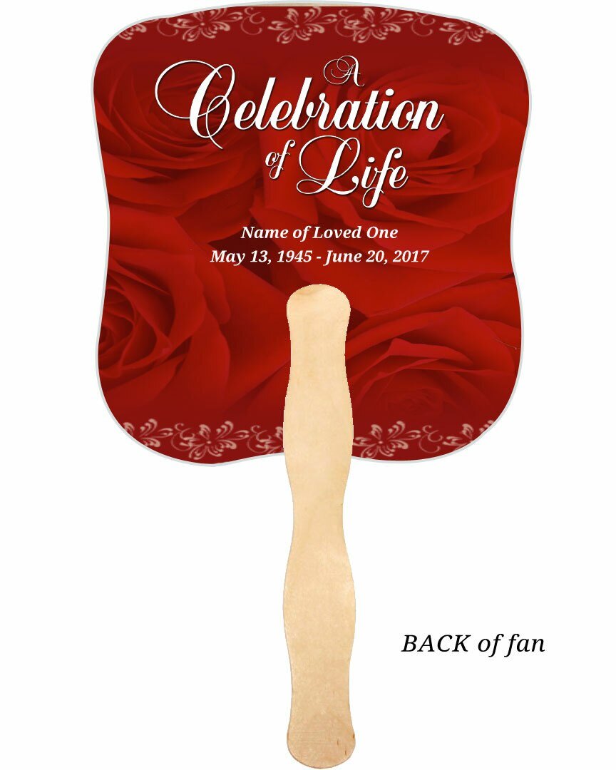 Passion Memorial Fan With Wooden Handle (Pack Of 10) - Celebrate Prints