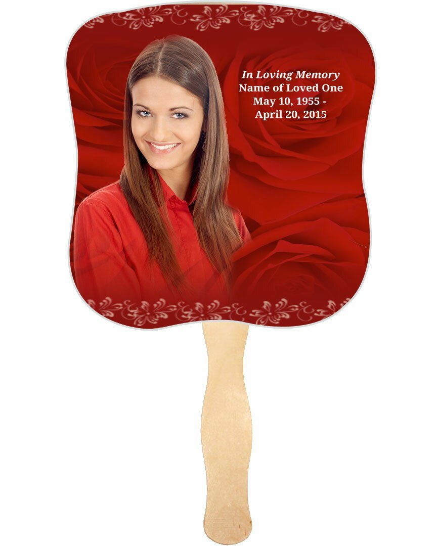Passion Memorial Fan With Wooden Handle (Pack Of 10) - Celebrate Prints