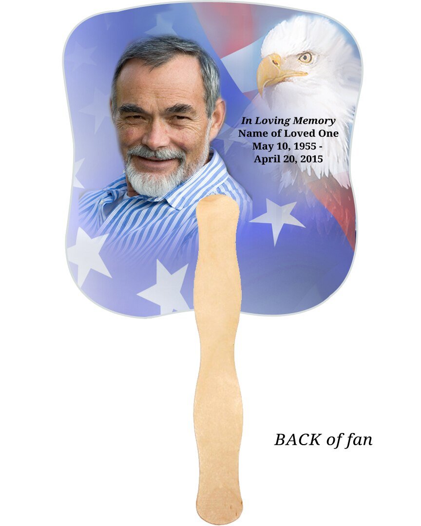 Patriotic Memorial Fan With Wooden Handle (Pack Of 10) - Celebrate Prints