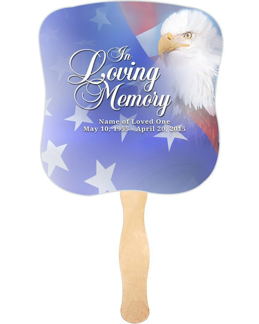 Patriotic Memorial Fan With Wooden Handle (Pack Of 10) - Celebrate Prints